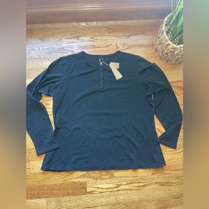 SKIMS 4X New vintage long sleeve Henley shirt Color: Washed Onyx